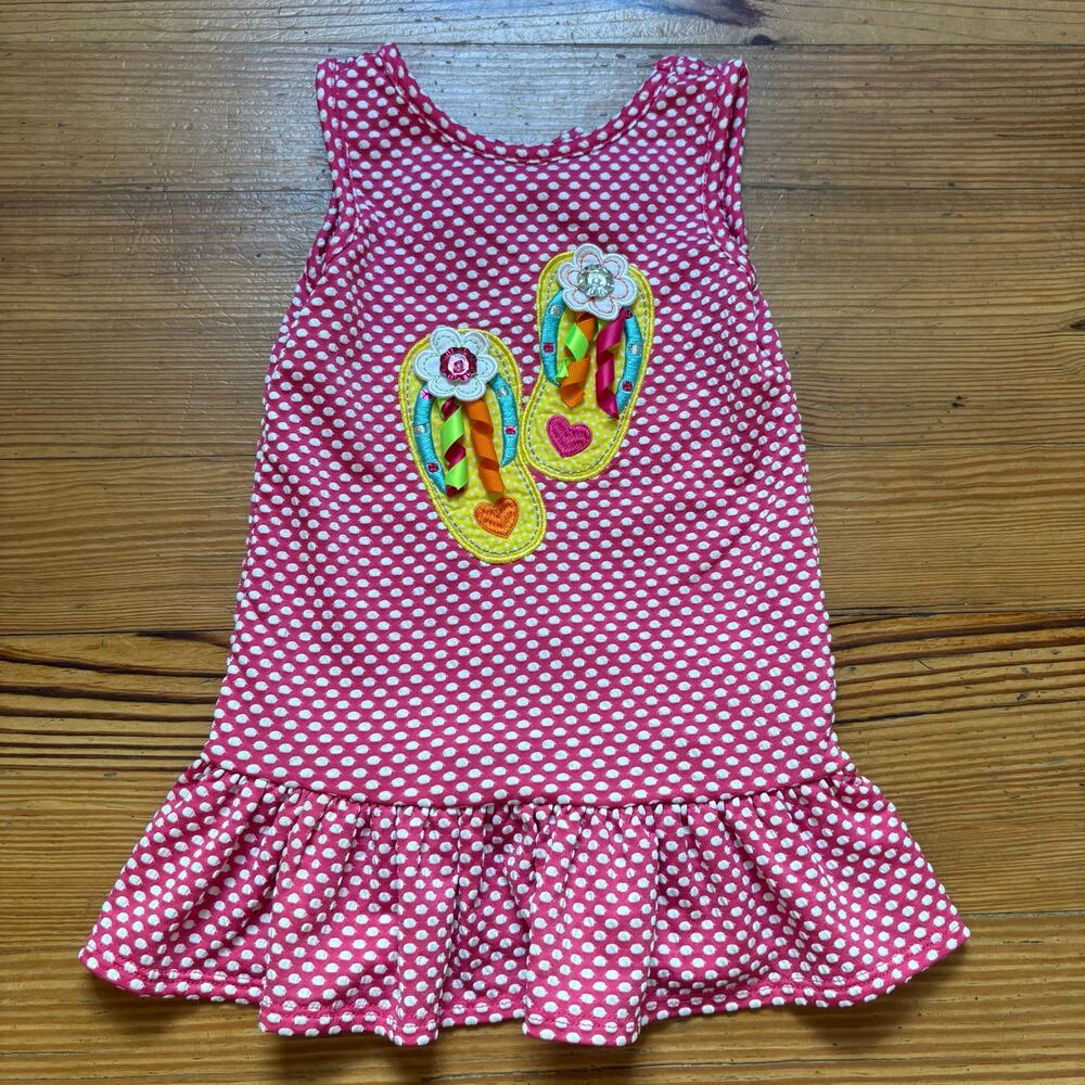 Youngland Baby pink white polka dot flip flop sleeveless toddler dress SIZE 24M‎